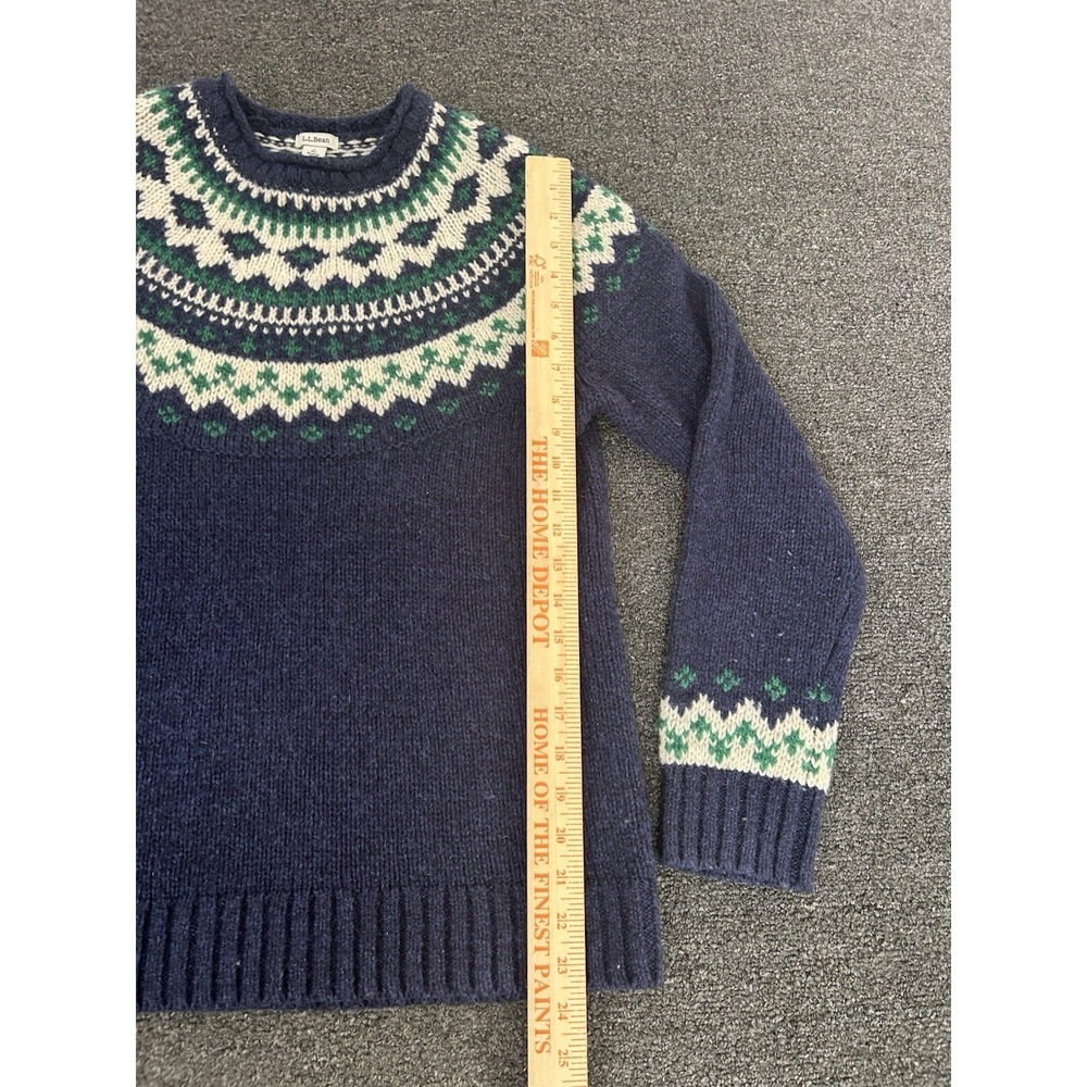 LL Bean Lambswool Fair Isle Sweater Navy Womens Small Pullover Crewneck Nordic - Picture 4 of 8